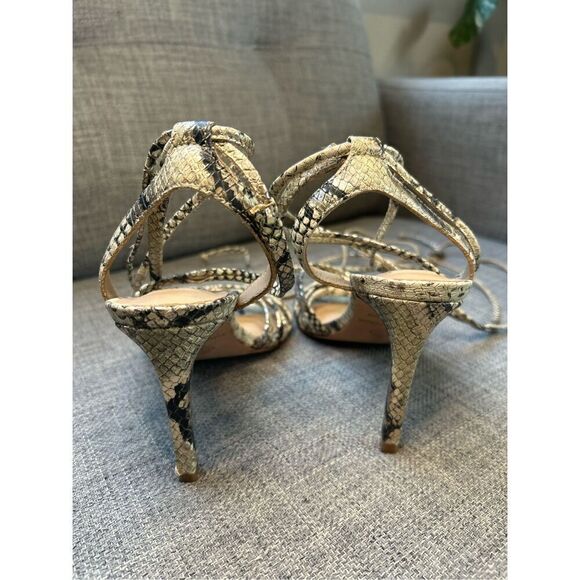 ANTONIO MELANI VAYLYN SNAKE PRINT HEEL SANDALS - Picture 7 of 9